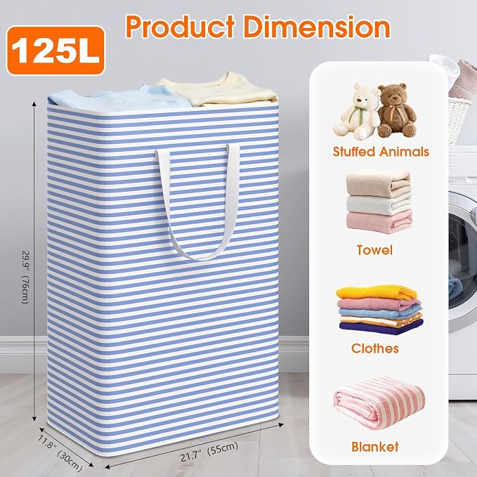 3 Pack Large Laundry Basket, Waterproof & Freestanding Laundry Hamper, - Image 2