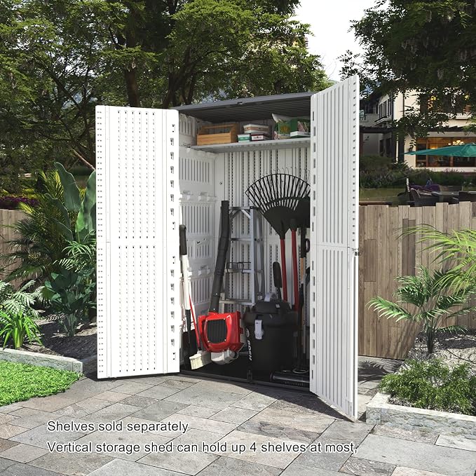 Kinying Outdoor Storage Cabinet, Vertical Storage Shed Perfect to Store Patio - Image 8