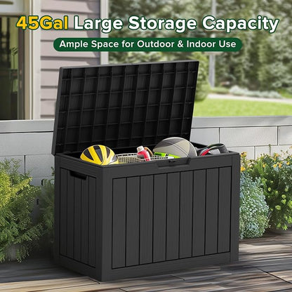 45 Gallon Resin Deck Box, Waterproof Outdoor Storage Box - Image 7