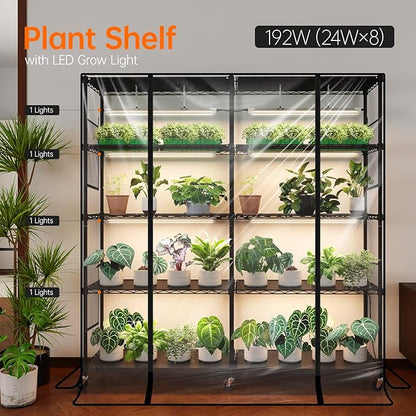 Bstrip Indoor Greenhouse with Grow Light, Large Plant Shelf with 8 Pack T8 Full - Image 2