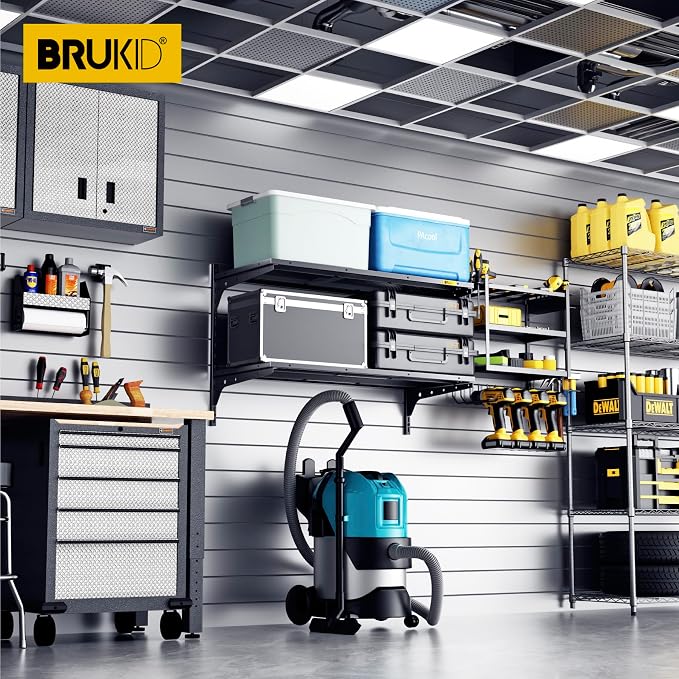 2 Tier 1.3x3ft Garage Shelving Wall Mounted, 15.6x36inch per Shelf Height - Image 2