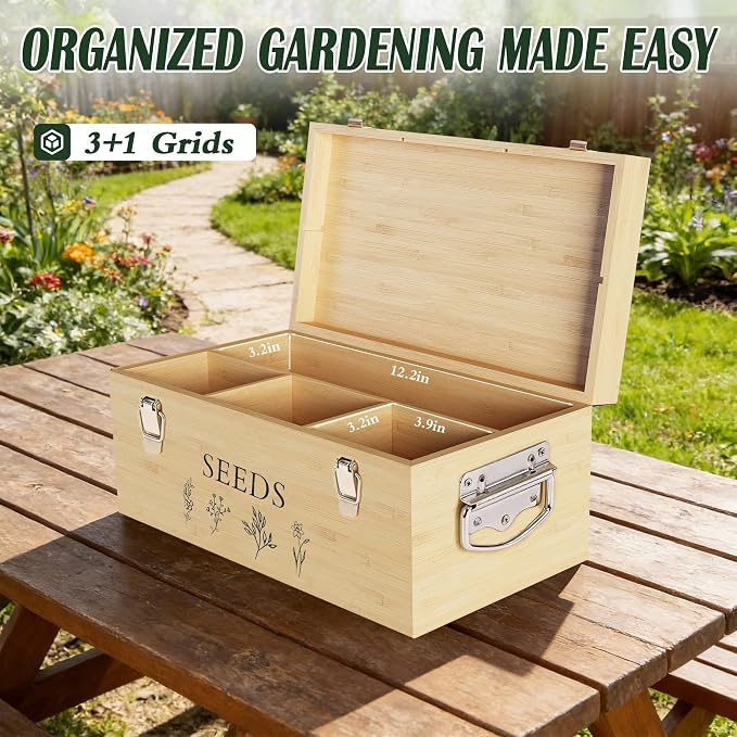 Bamboo Seed Storage Organizer, Large Garden Seed Organizer - Image 4