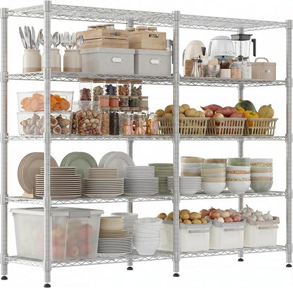 Homdox 5-Tier Adjustable Metal Storage Shelves, Space-Saving Corner Rack by HOMDOX