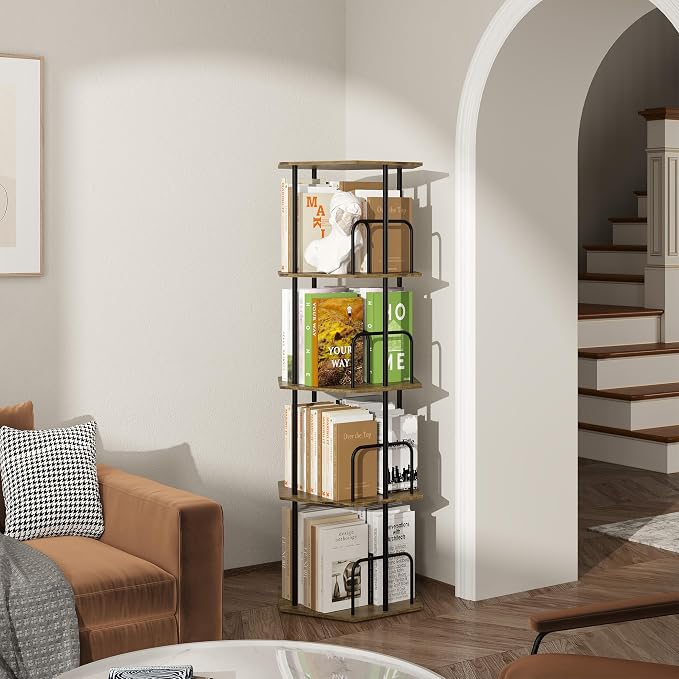 SUNMORY 4 Tier Rotating Bookshelf Tower, Revolving 360 ° Spinning Bookcase | - Image 8