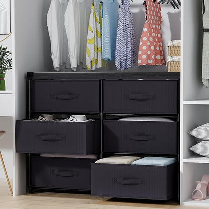 GcdPai Dresser with 6 Fabric Drawer Leather Desktop Sturdy Metal Plastic - Image 3