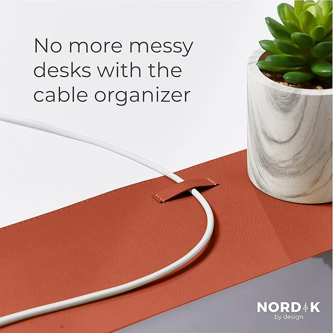 Nordik Cork Leather Desk Mat Cable Organizer - Image 4