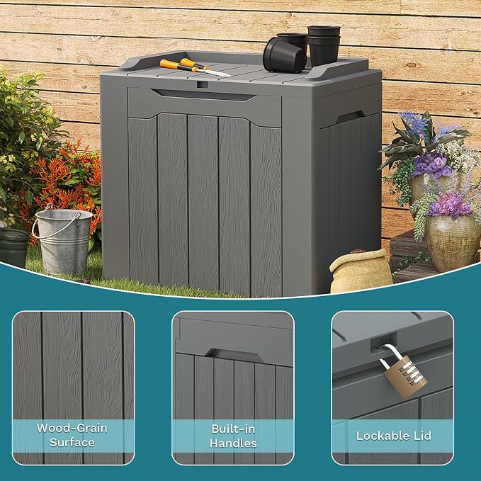 Patiolife 30 Gallon Resin Deck Box, Small Outdoor Storage - Image 5