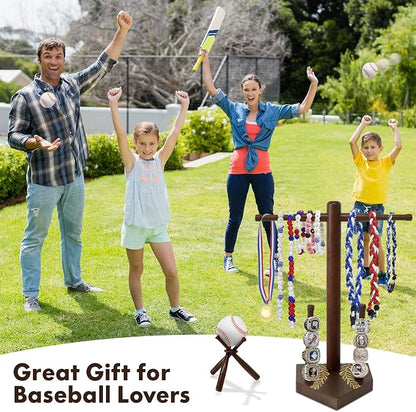 Wooden Baseball Ring & Necklace Holder – Championship Rings Display Stand - Image 6