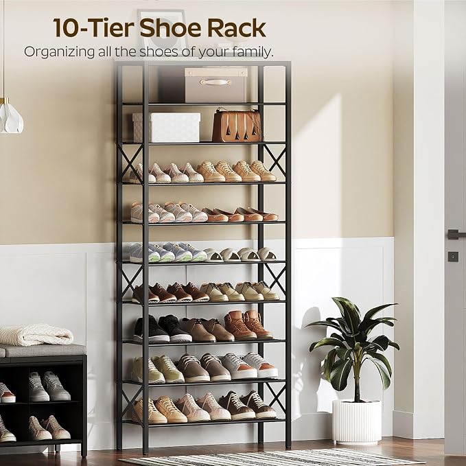 YATINEY 10 Tier Shoe Rack, Large Capacity Shoe Storage Organizer Holds 40 Pairs - Image 4