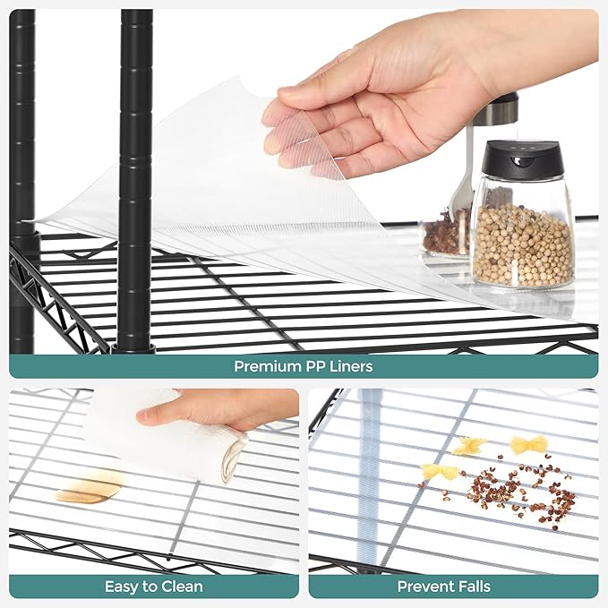 SONGMICS 5-Tier Storage Shelves, Wire Shelving Unit, Kitchen Metal Shelves - Image 6