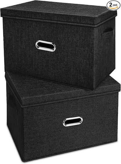 Large Linen Fabric Foldable Storage Bins by Unknown