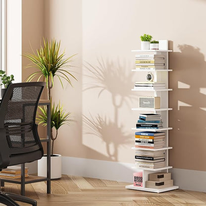 TUTOTAK Book Shelf, Narrow Spine Bookshelf, 8-Tier Bookcase - Image 7