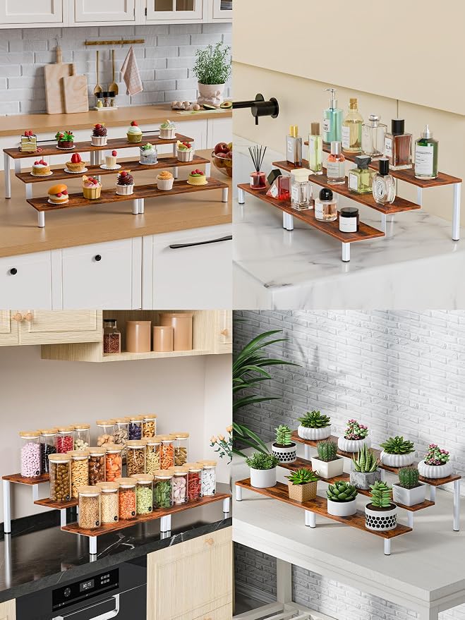 Wooden Display Stand Riser, 3 Tier Perfume Organizer Stand Cupcake Stand Holder - Image 2