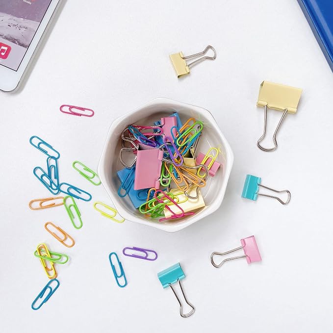 Ceramic Paper Clip Holder Gold Line Paper Clip Dispenser Organizer - Image 4