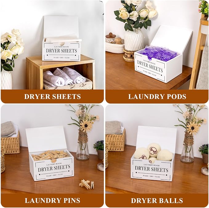 HouseJoy Dryer Sheet Holder-White Dryer Sheet Container - Image 7