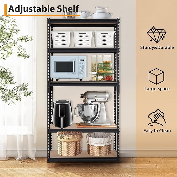 Storage Shelving Unit, 5-Tier Adjustable Metal Storage Shelves - Image 7