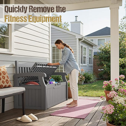 80-Gallon Outdoor Storage Bench, Waterproof Deck Box - Image 7
