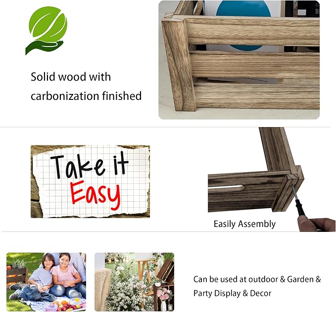 ARTAWEIN Rustic Vintage Finished Wooden Crate - Image 2