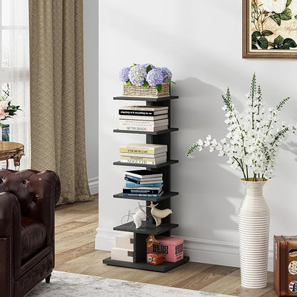 TUTOTAK Book Shelf, Narrow Spine Bookshelf, 6-Tier Bookcase - Image 5