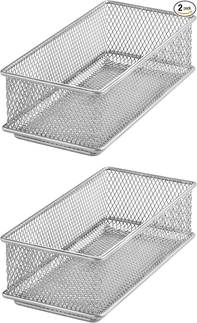YBM HOME Silver Mesh Drawer Cabinet and or Shelf Organizer Bins, School Supply by YBMHome