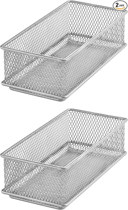 YBM HOME Silver Mesh Drawer Cabinet and or Shelf Organizer Bins, School Supply by YBMHome