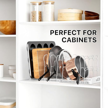 Simple Houseware Expandable Pan Organizer Rack, 10 Adjustable Compartments - Image 6