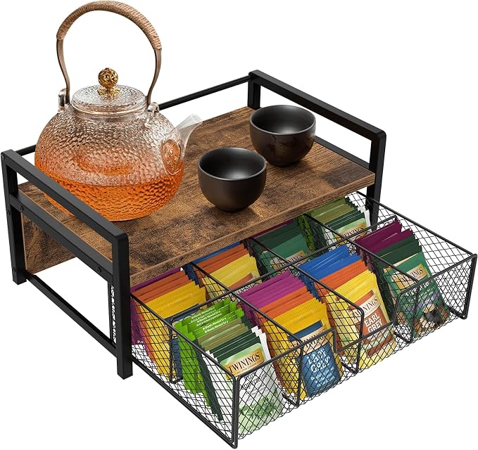 Homode Tea Bag Organizer, Wood Tea Organizers and Storage Chest, Teabag Holder by Homode