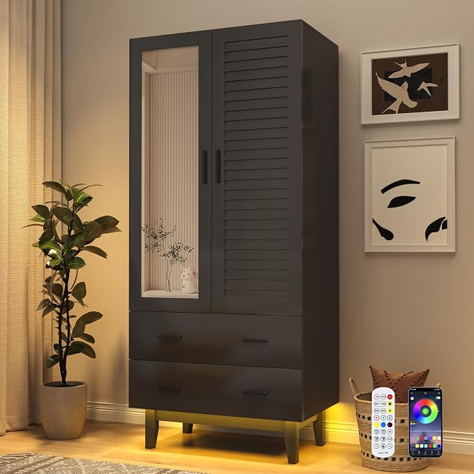 jiteentarou 2 Door Armoire Wardrobe Closet Cabinet - Image 4