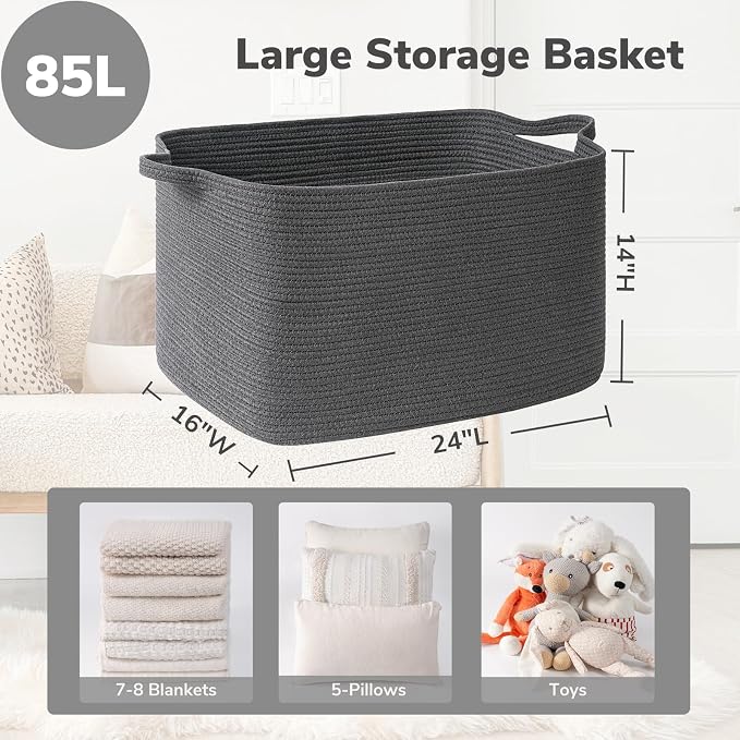 Goodpick Storage Basket, Rectangle Dirty Clothes Baskets - Image 3