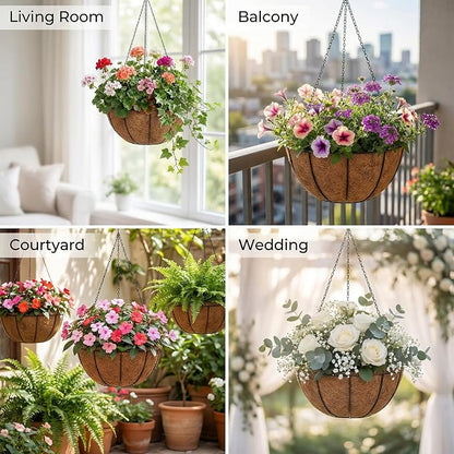 Coco Liners for Planters 14 Inch, 6 Pack Coco Basket Liners for Hanging Baskets - Image 6