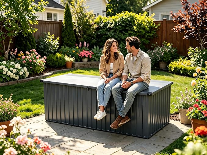 Garvee Outdoor Storage Box, 230 Gallon Waterproof Metal Storage Box, Outdoor - Image 8