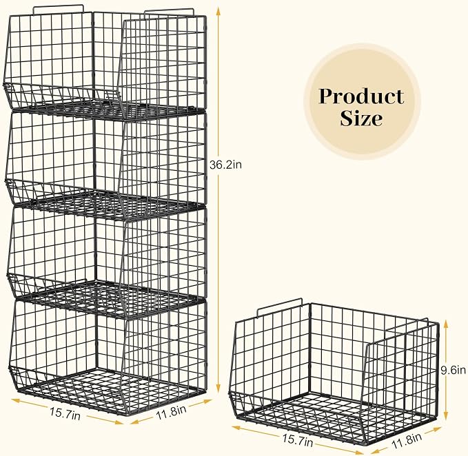 4-Tier Stackable Closet Organizers and Storage Shelves, Foldable Closet Shelf - Image 3