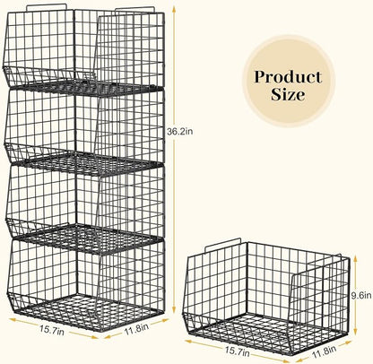 4-Tier Stackable Closet Organizers and Storage Shelves, Foldable Closet Shelf - Image 3