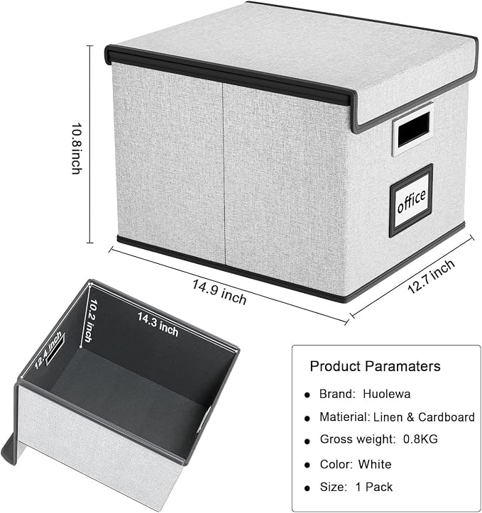 File Organizer Box with Lids, Collapsible File Folder Organizer | File Box with - Image 6