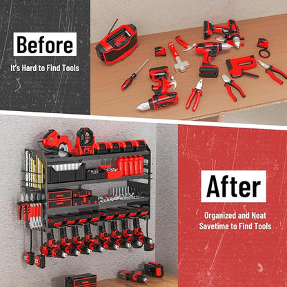 Power Tool Organizer Wall Mount, Metal 4 Layer Heavy Duty Metal Power Tool - Image 3