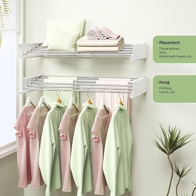 BOQORAD Clothes Drying Rack Wall Mounted 32“, Drying Rack Clothing Wall Mount - Image 6