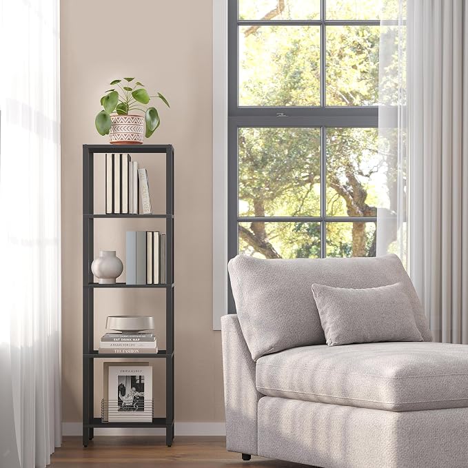 TUTOTAK Bookshelf, 5-Tier Tall Narrow Book Shelf - Image 4