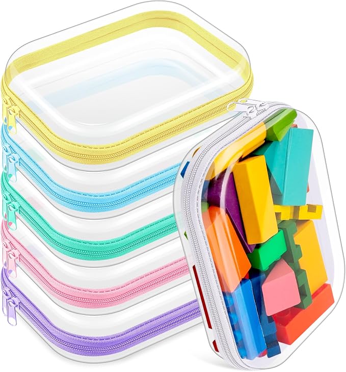 Sanwuta 6 Pcs Clear Hard Zipper Case Hard Plastic Zipper Pouches Transparent by Sanwuta