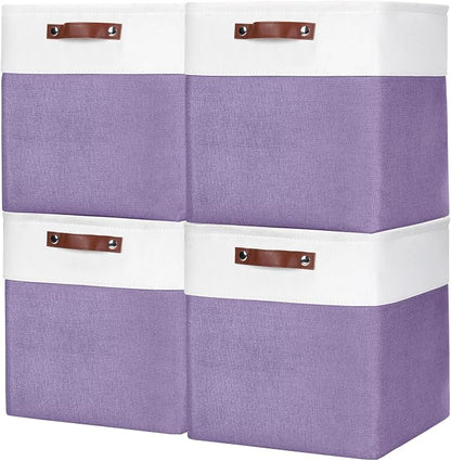 13x13 Cube Storage Bins, Collapsible Fabric Storage Box, 4 Pack Closet Baskets by Bagnizer