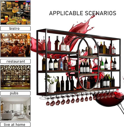 Large Wall Mount Wine Rack, Metal 4 Tier Large Capacity Hanging Bar Rack - Image 5