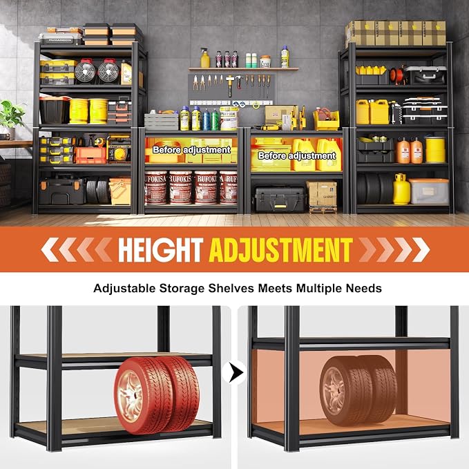 71.2''H Storage Shelves, 2000lbs Garage Shelving, Adjustable Heavy Duty - Image 3