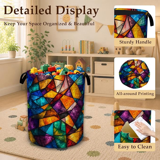 Stained Glass Mosaic Collapsible Laundry Hamper - Image 5