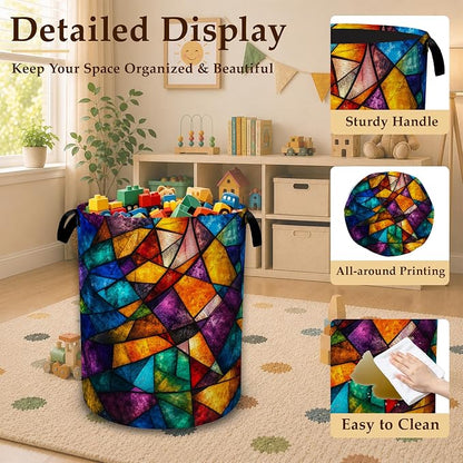 Stained Glass Mosaic Collapsible Laundry Hamper - Image 5