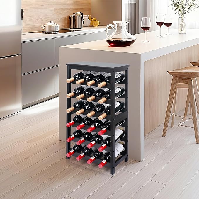 Wine Rack Free Standing Floor, 6-Tier 24 Bottles Display Wine Storage Shelves - Image 6