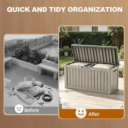 EFU Outdoor Storage Box 140 Gallon Deck Box Lockable UV Resistance Waterproof - Image 4