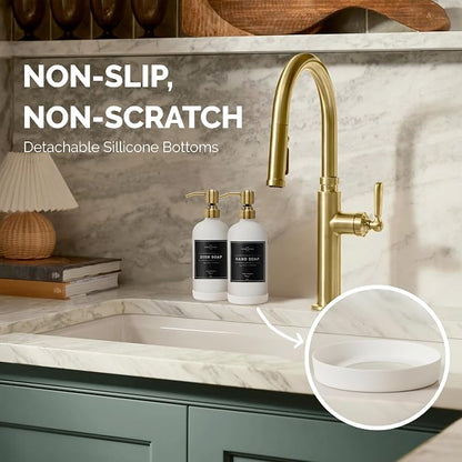 Vine Creations White Glass Soap Dispenser, 2 Pack Kitchen Soap Dispenser Set - Image 3
