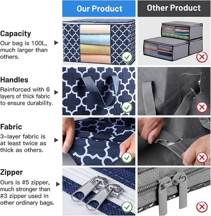 WISELIFE Storage Bags, Large Blanket Clothes Organization and Storage Containers - Image 6