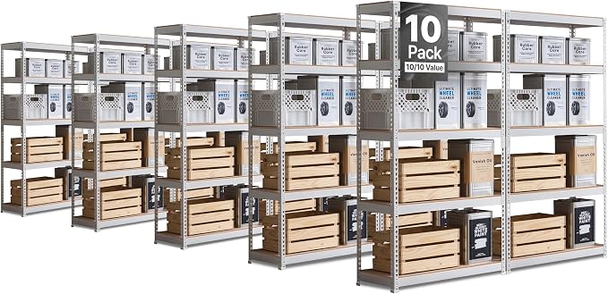 HOMEDANT 5 Tier Storage Shelves Adjustable Laminated Boltless Garage Metal by TheBestOrganizingSolution