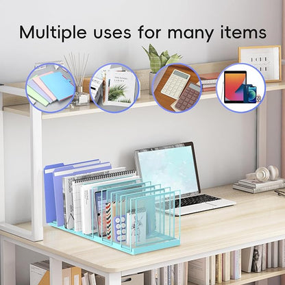 9-Section Desk File Organizer, Vertical File Holder, Mesh Desktop File Folder - Image 3