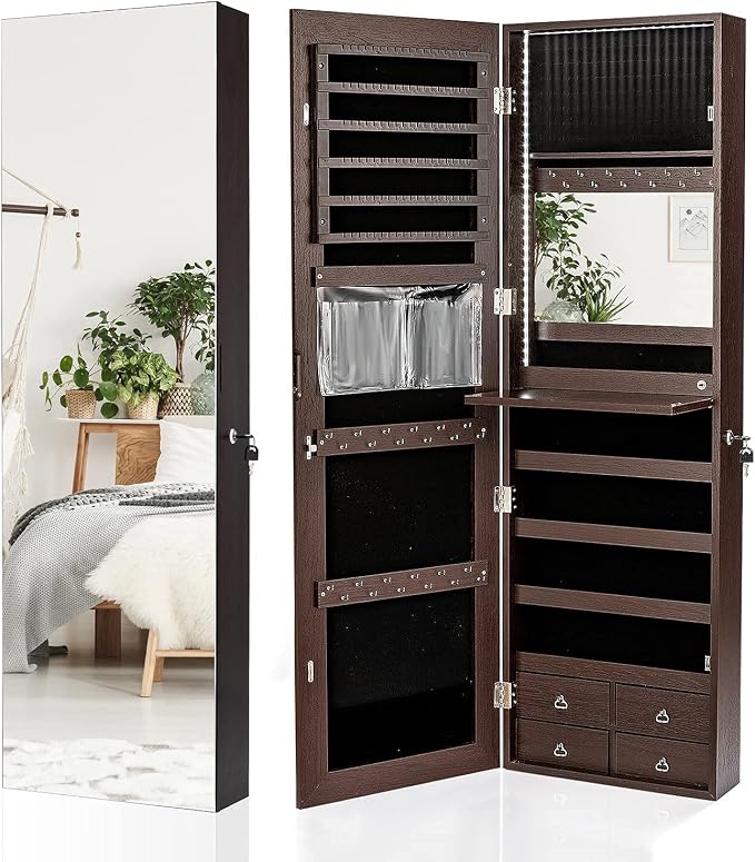 CHARMAID LED Strip Jewelry Armoire - Image 8